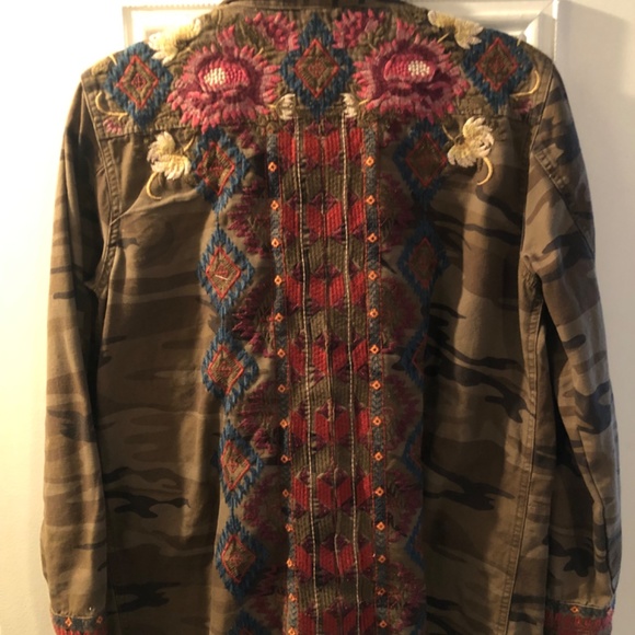 Johnny Was Embroidered Camouflage Jacket - Picture 3 of 5